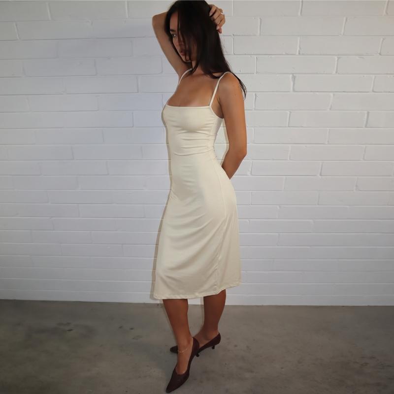 Bodycon Slip Dress - Sleeveless Backless Midi Dress for Women
