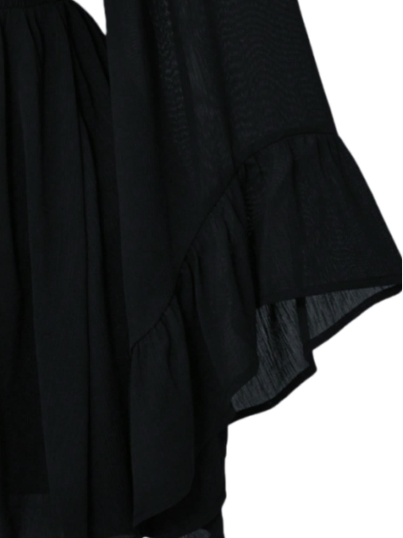Women's Gothic Mini Dress with Lantern Sleeves & Belted Waist