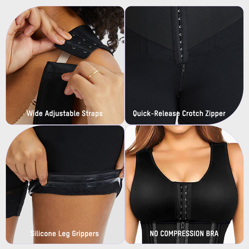 Double Tummy Control Full Body Shapewear with Zip Closure