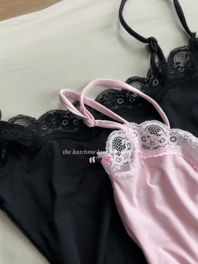 Women's Lace Trim Spaghetti Strap Bodysuit Playsuit
