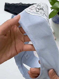 Lace High Cut Color Block Thong Underwear