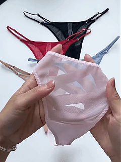 Sheer Mesh High-Cut Adjustable Thong Underwear