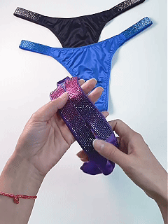 Gradient Rhinestone Thong Underwear with Low-Rise Fit