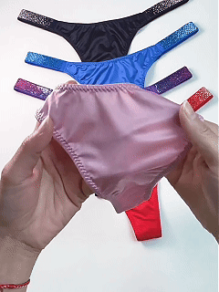 Gradient Rhinestone Thong Underwear with Low-Rise Fit
