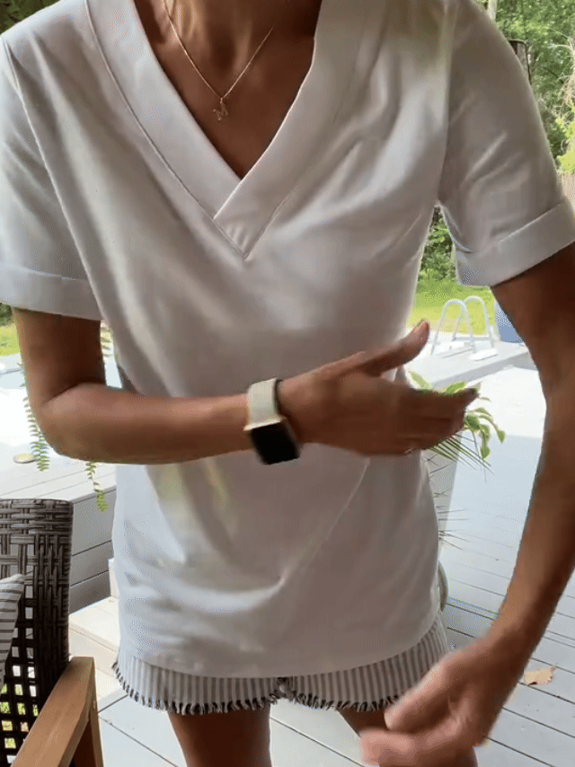V-Neck Relaxed Fit Short Sleeve Top for Women