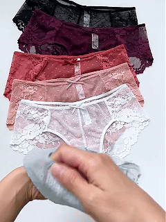 Sheer Dotted Mesh & Floral Lace Low-Rise Panties