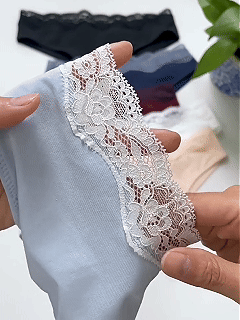 Lace High Cut Color Block Thong Underwear
