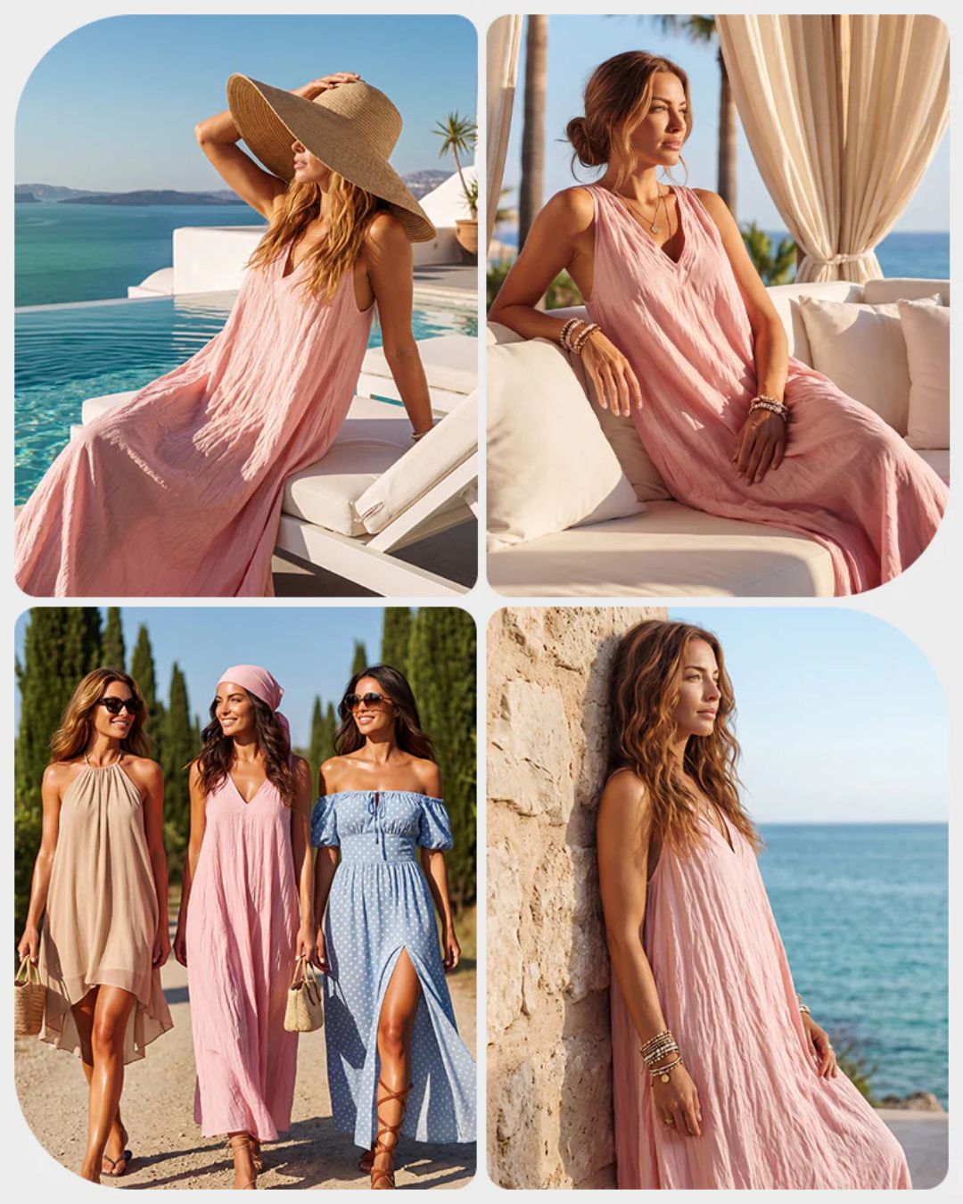 Flowy Boho V-Neck Halter Maxi Dress for Women