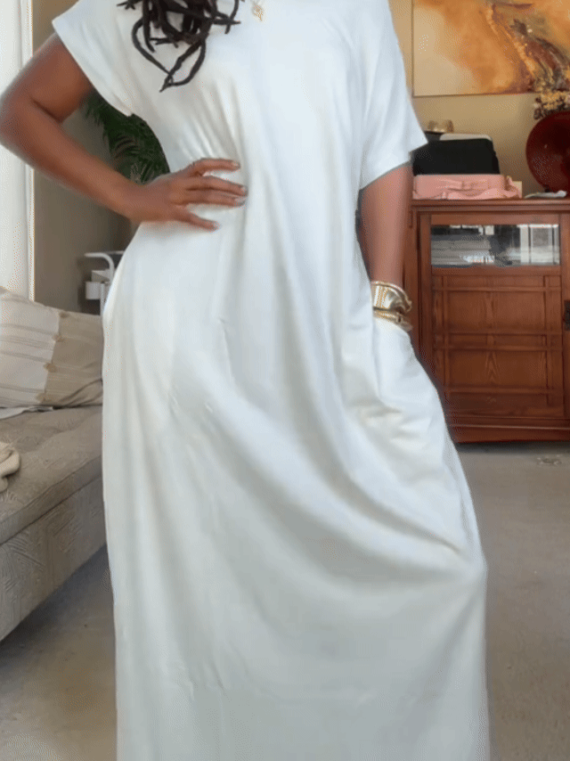 Batwing Sleeve Lounge Dress – Relaxed Maxi Nightgown