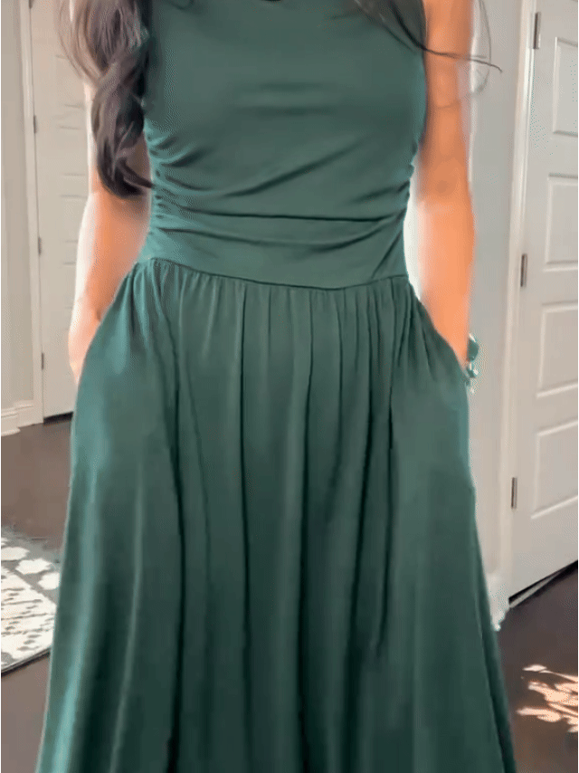 Sleeveless Ruched High-Waist Maxi Dress for Special Occasions