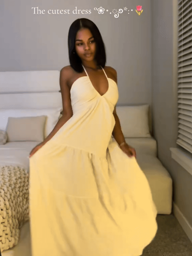 Halter Neck Tiered Maxi Dress with Open Back