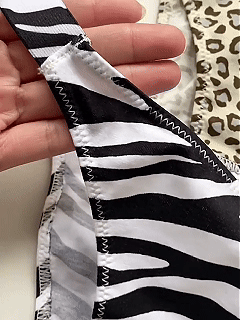 Pure Cotton High Leg Thong with Zebra Print Straps