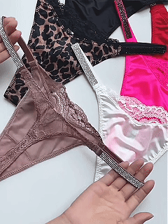 Plus Size Crystal Lace Thong – High-Cut Ice Silk T-Back