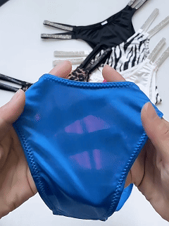 Plus-Size Rhinestone Double Strap High-Cut Ice Silk Panty