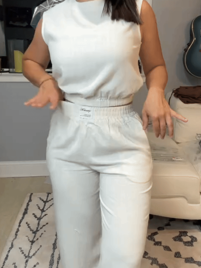 Crinkle-Knit Wide-Leg Lounge Set – 2-Piece Matching Co-ord
