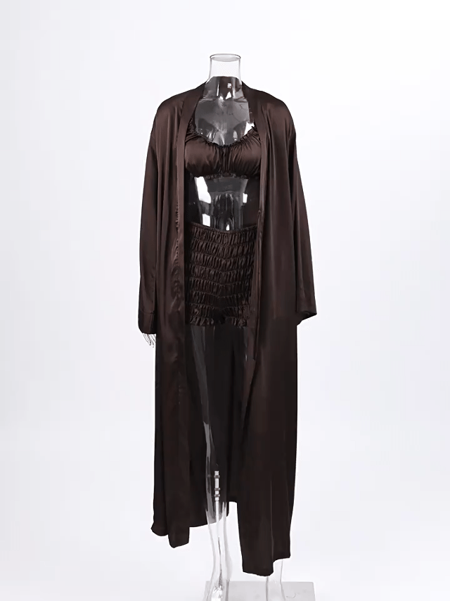 Textured 3-Piece Pajama Loungewear Set with Robe