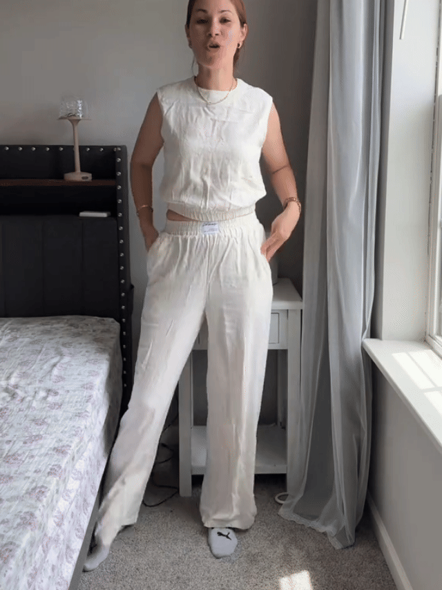 Crinkle-Knit Wide-Leg Lounge Set – 2-Piece Matching Co-ord