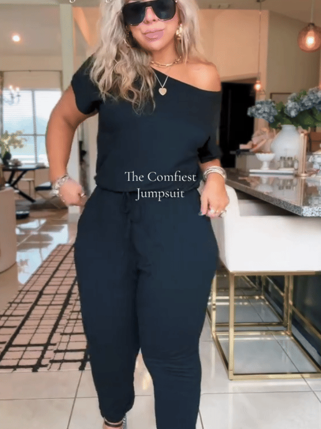Off-Shoulder Short Sleeve Jumpsuit with Drawstring Waist