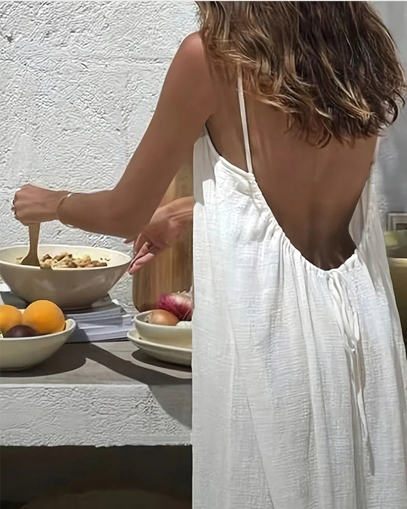 Backless Cami Dress – Adjustable Open Back Spaghetti Strap
