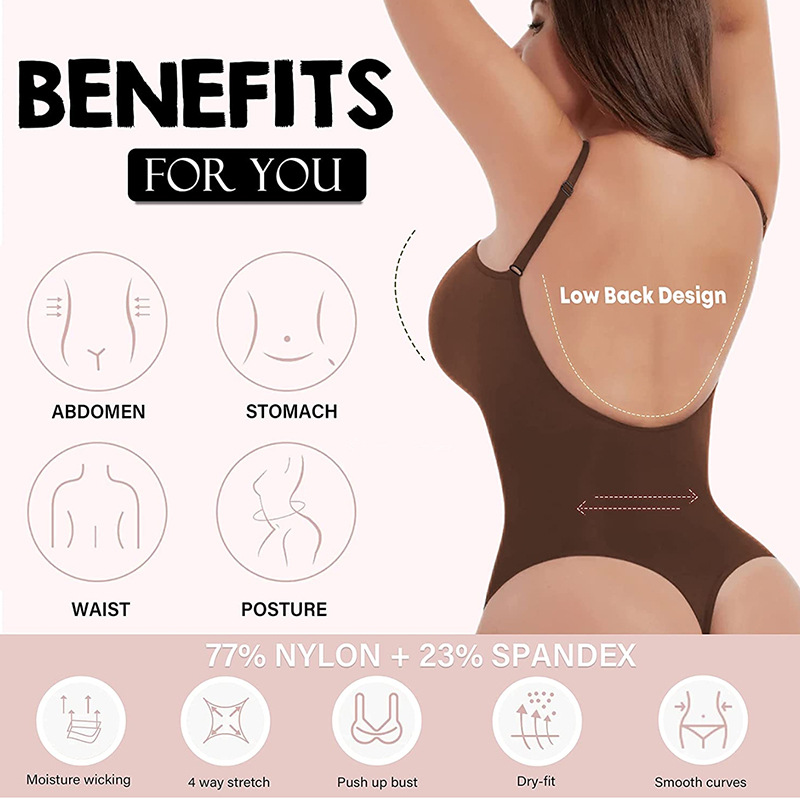 Seamless Backless Full-Body Shaper Bodysuit for Women
