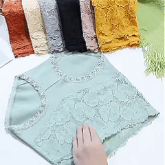 High-Waisted Tummy Control Lace Panties in Pure Cotton