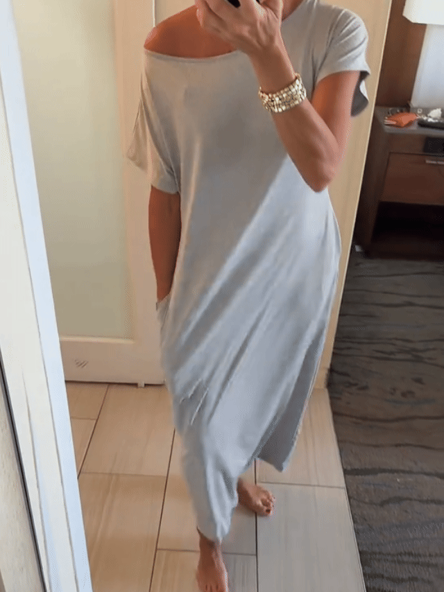 Batwing Sleeve Lounge Dress – Relaxed Maxi Nightgown