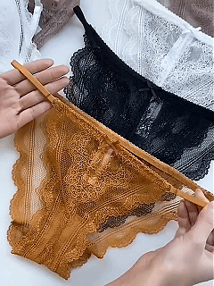 Sheer Floral Lace Strappy Cheeky Panties with Bow Detail