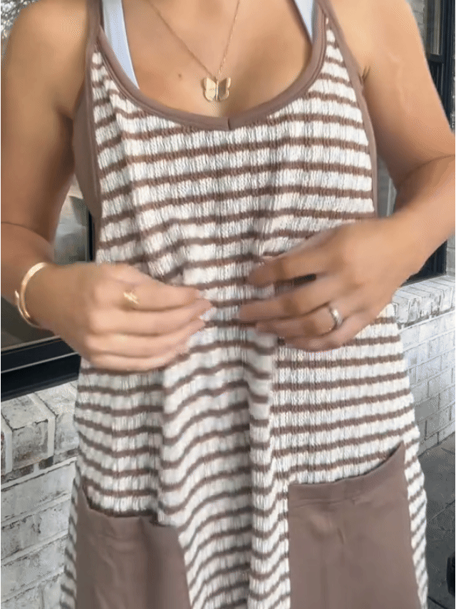 Sleeveless Cotton Blend Jumpsuit Dress with Built-In Shorts