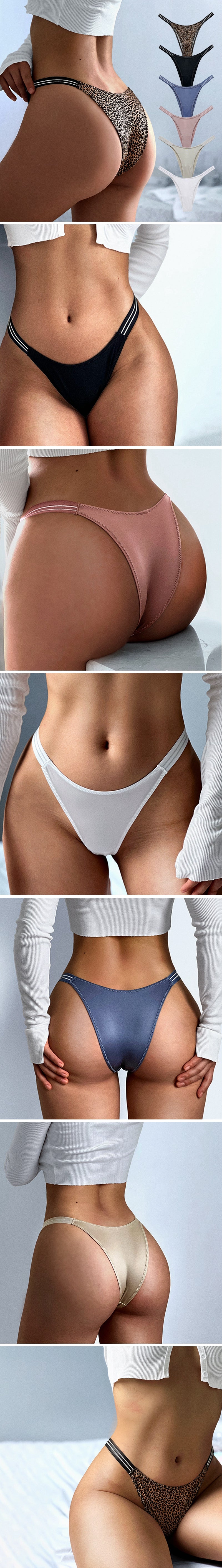 Seamless Leopard Print Thong Panties with Sparkling Side Panels